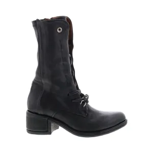 A.S. 98 Opie 548213-201 Womens Black Leather Lace Up Casual Dress Boots