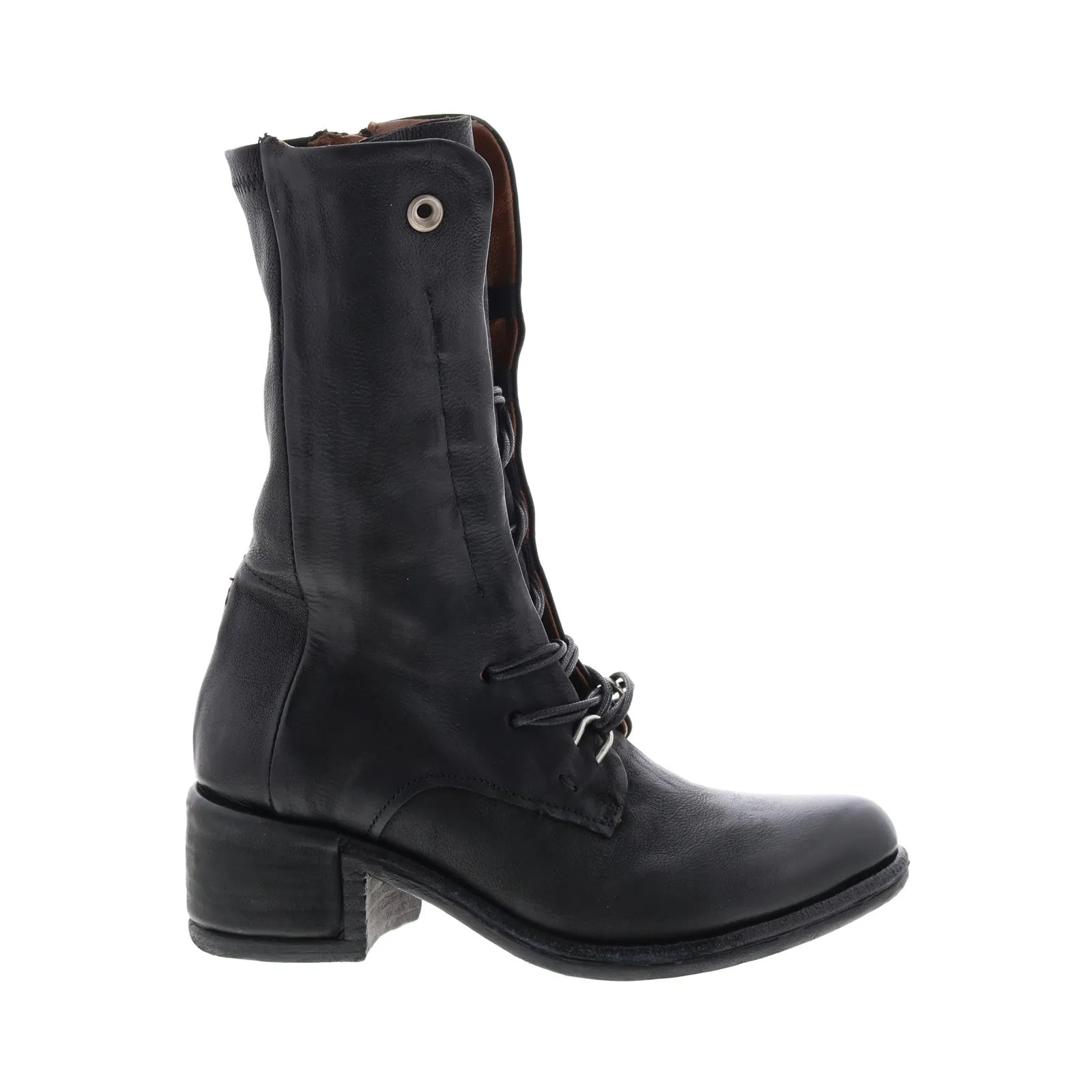 A.S. 98 Opie 548213-201 Womens Black Leather Lace Up Casual Dress Boots