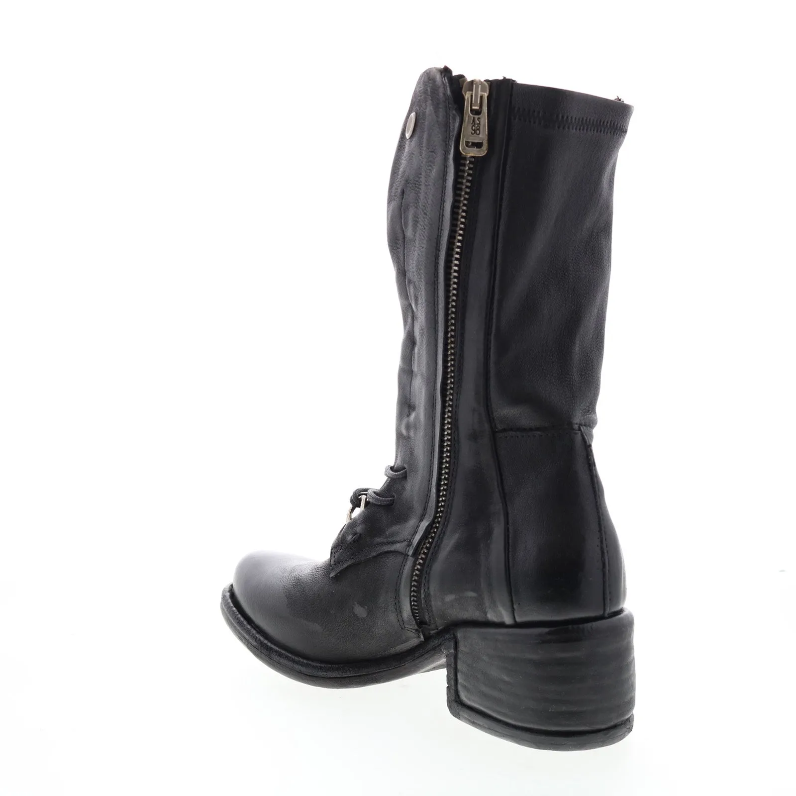A.S. 98 Opie 548213-201 Womens Black Leather Lace Up Casual Dress Boots