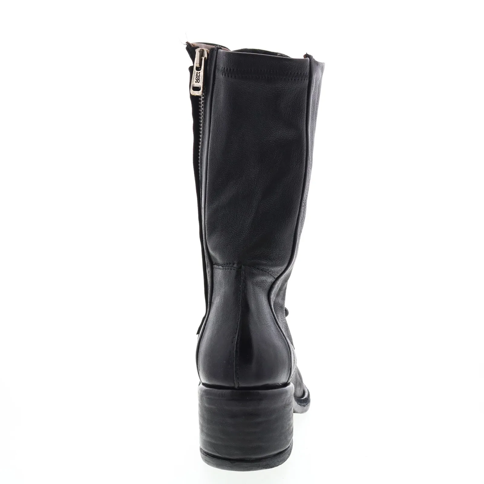 A.S. 98 Opie 548213-201 Womens Black Leather Lace Up Casual Dress Boots