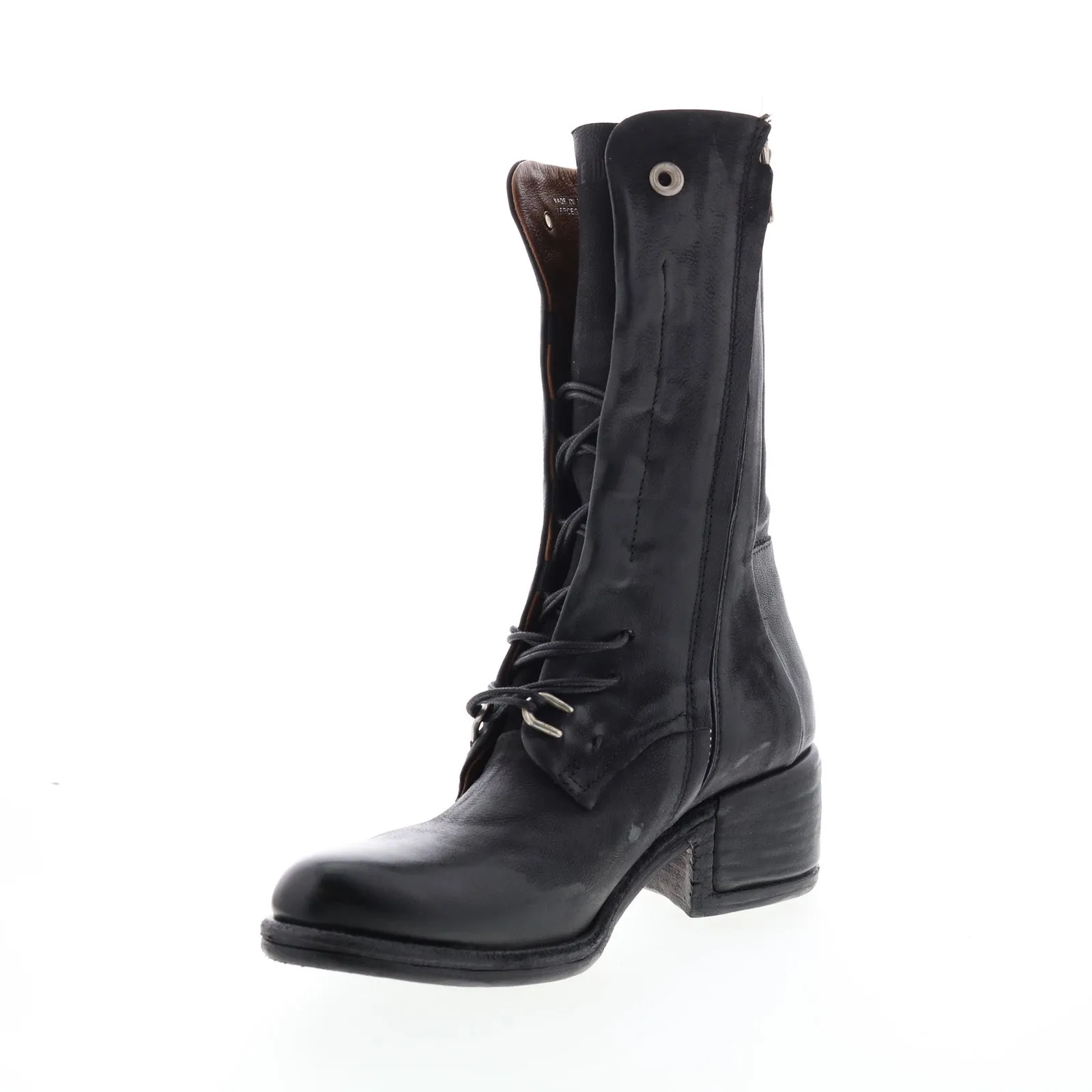 A.S. 98 Opie 548213-201 Womens Black Leather Lace Up Casual Dress Boots