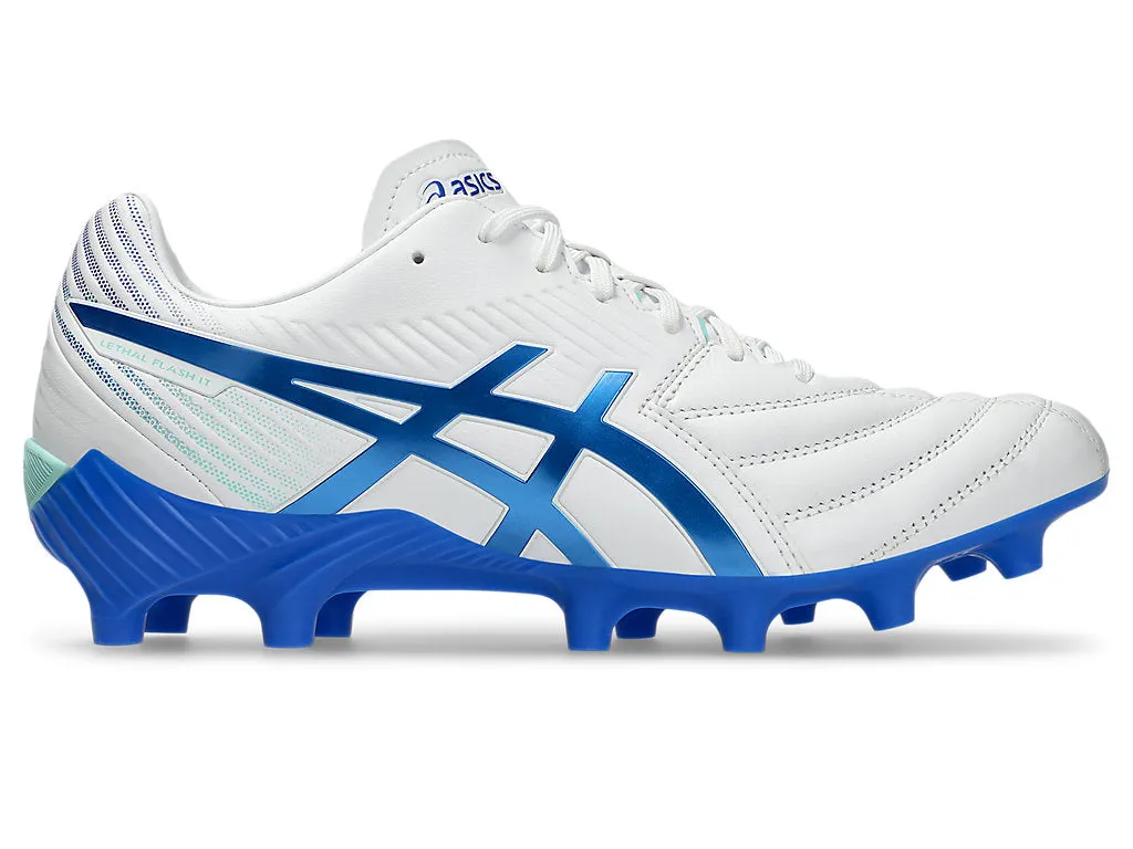 ASICS MEN'S LETHAL FLASH IT FF 3 WHITE/BLUE FOOTBALL SHOES