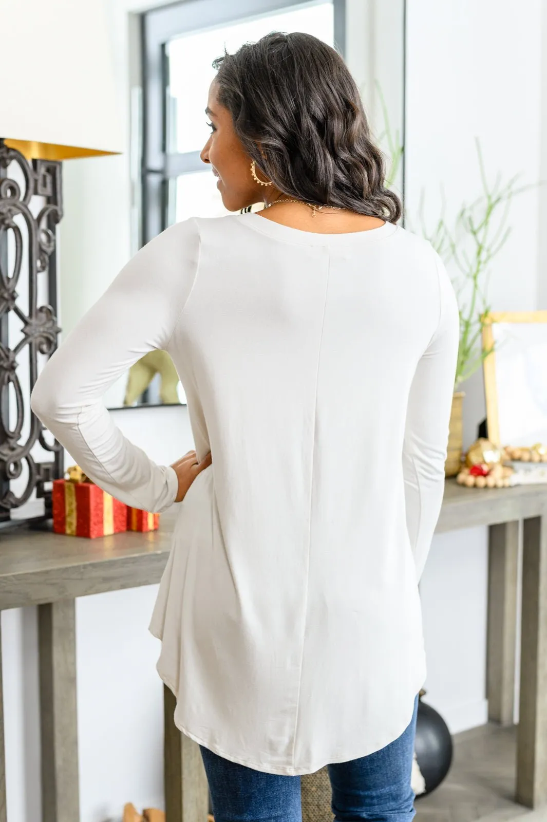 Basics Are Best Long Sleeve V-Neck Top in Bone (Online Exclusive)