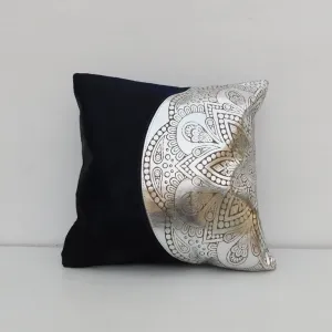 Black & Silver - Exotic Cowhide Cushion Cover