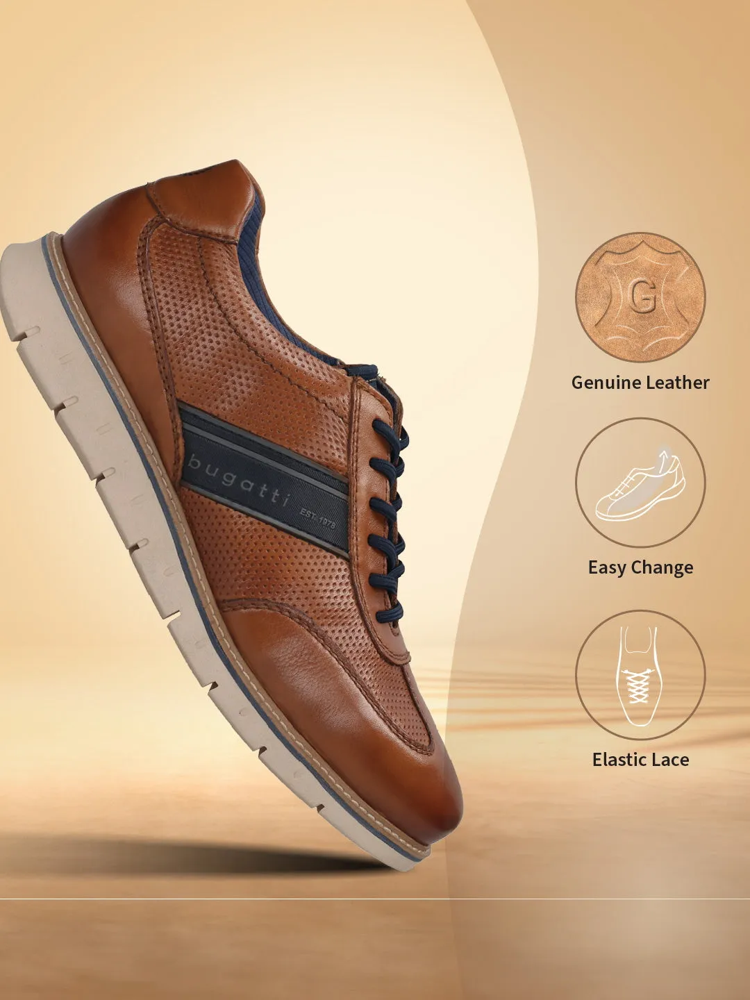 Bugatti Cognac Premium Leather Sneaker