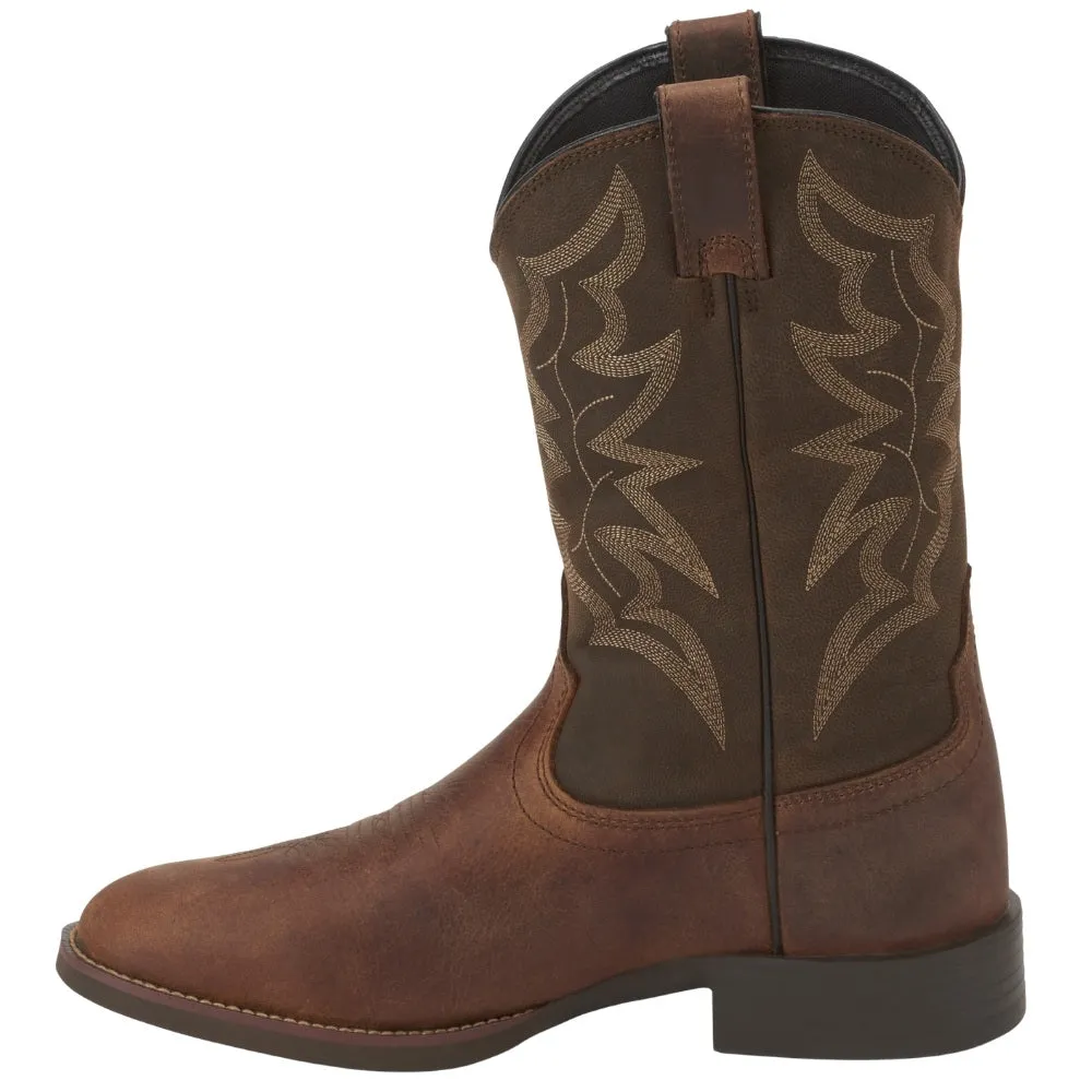 Buster III 11 Inch Embroidered Round Toe Pull On Cowboy Boots