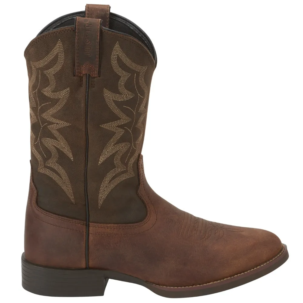Buster III 11 Inch Embroidered Round Toe Pull On Cowboy Boots