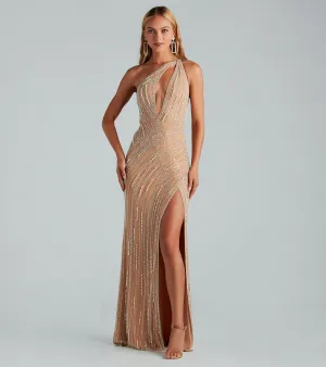 Caitlyn Formal Rhinestone Pearl Long Dress
