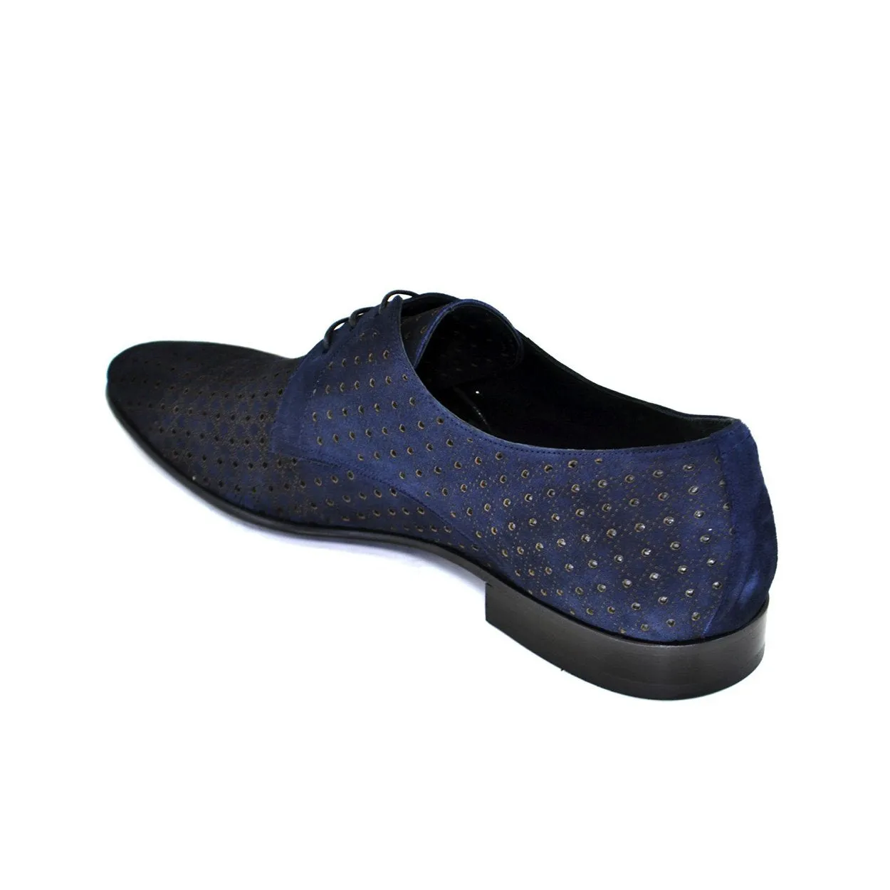 Corrente C148-2414 Men's Shoes Navy Perforated Suede Leather Derby Oxfords (CRT1244)