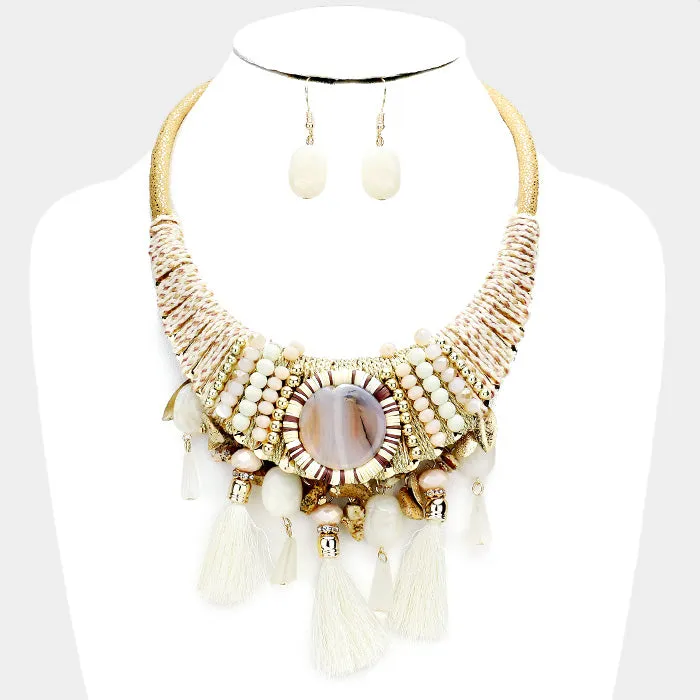 Crescent Moon Tassel Necklace