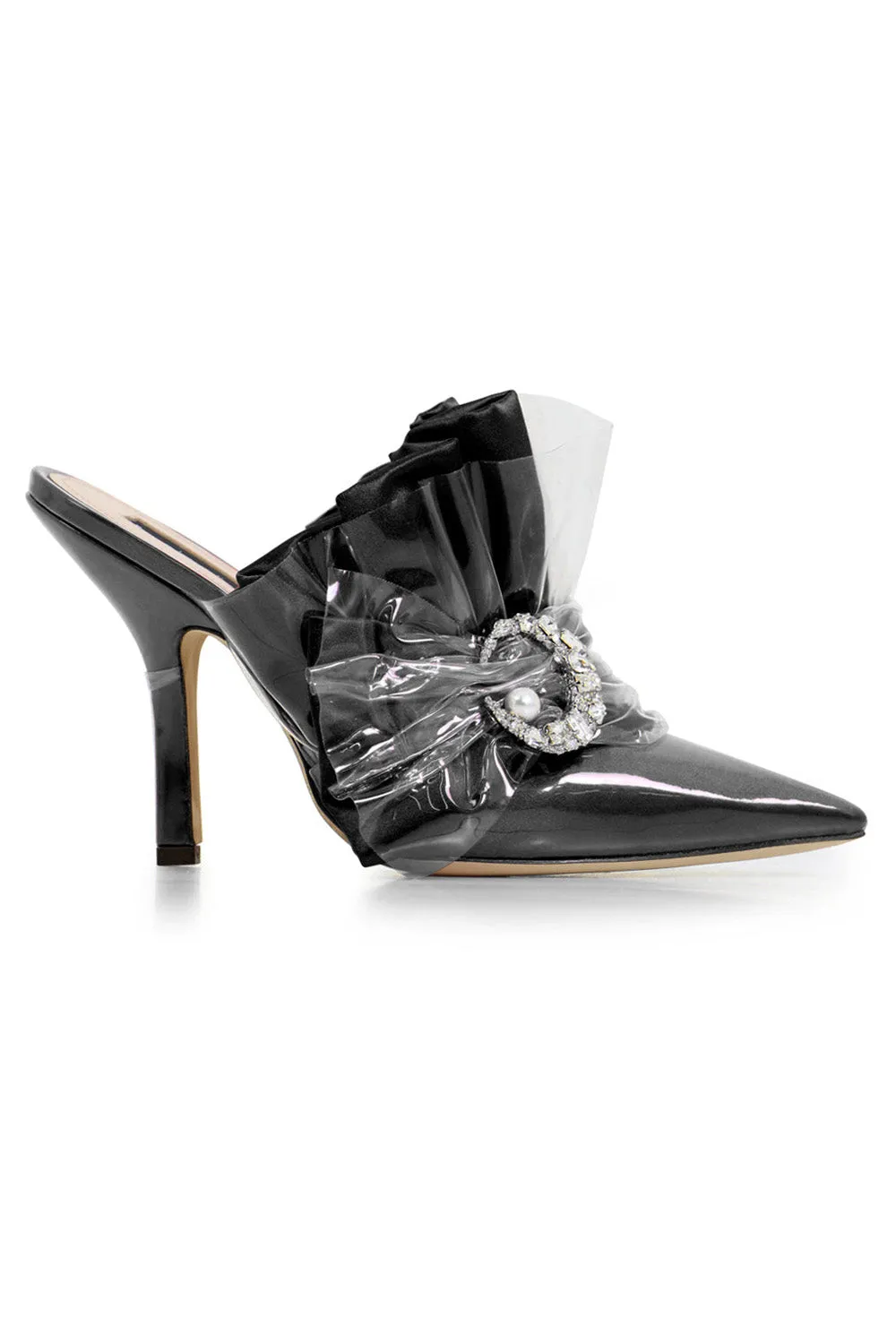 CRYSTAL MULE HEEL 100MM BLACK