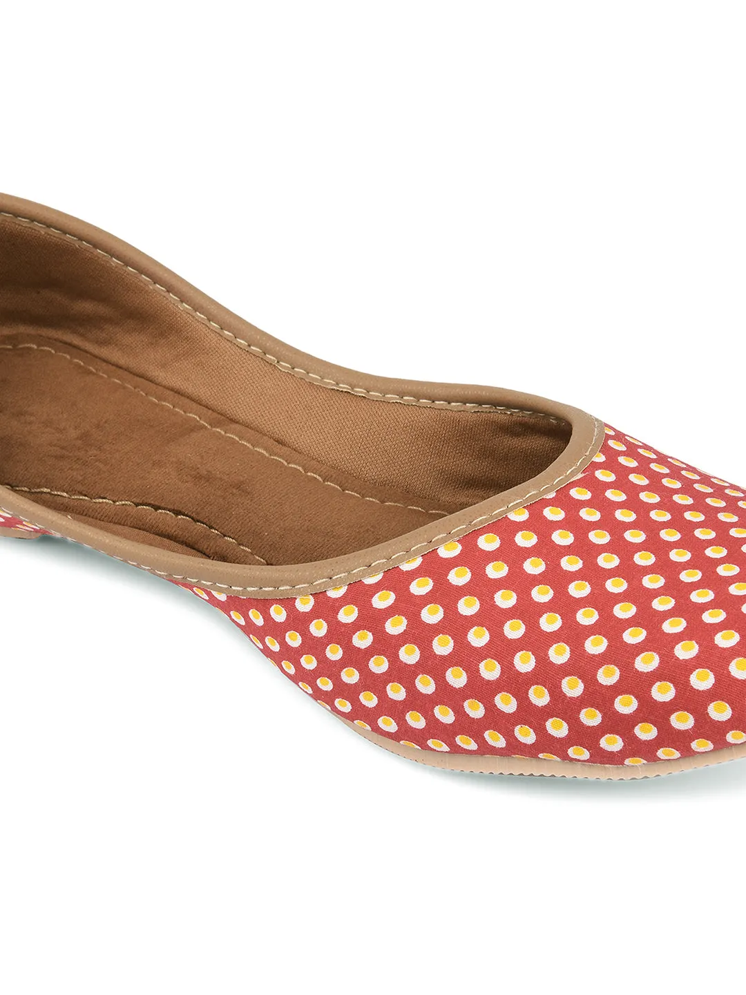 DESI COLOUR Women Black Printed Mojaris with Embroidered Flats
