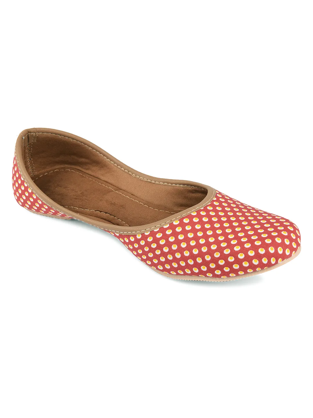 DESI COLOUR Women Black Printed Mojaris with Embroidered Flats