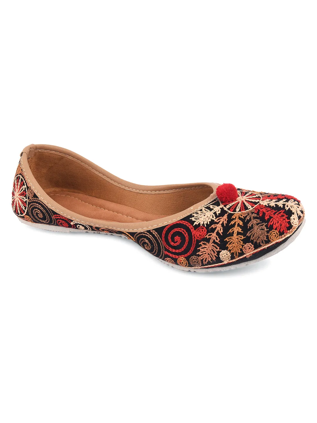 DESI COLOUR Women Brown Woven Design One Toe Flats
