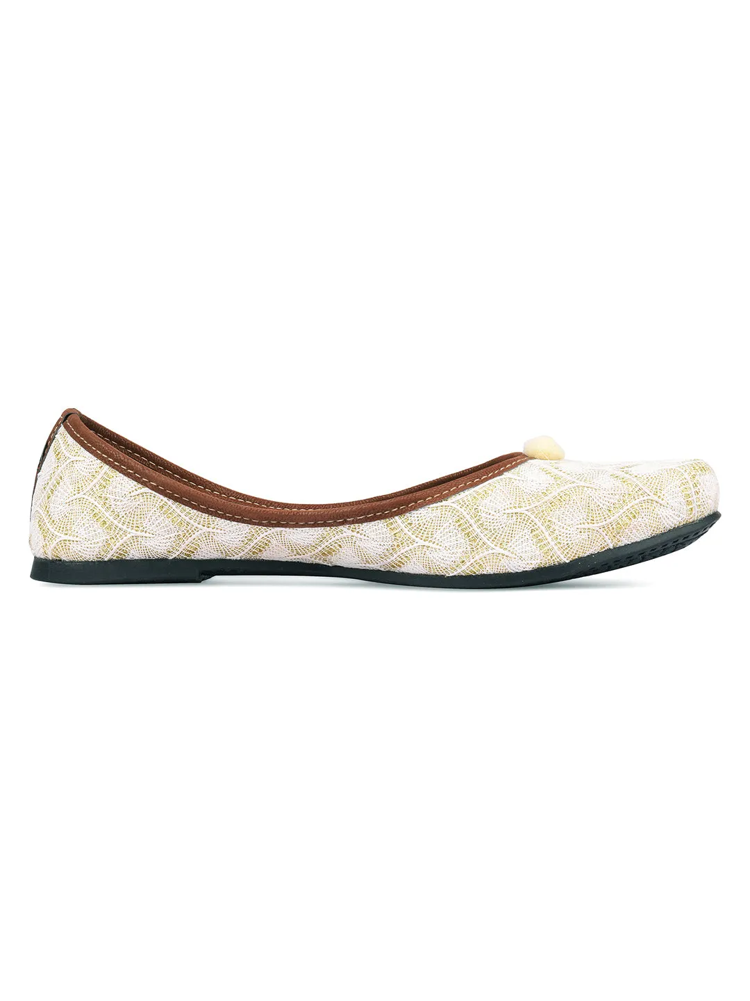 DESI COLOUR Women Coral Ethnic Mojaris Flats