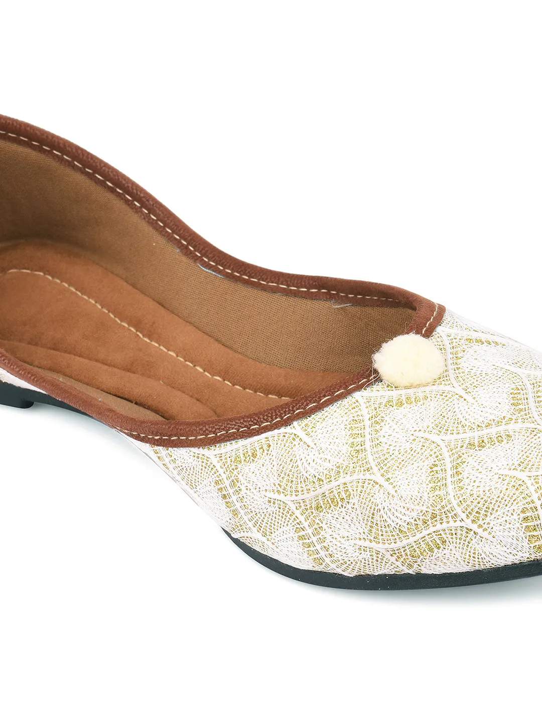 DESI COLOUR Women Coral Ethnic Mojaris Flats