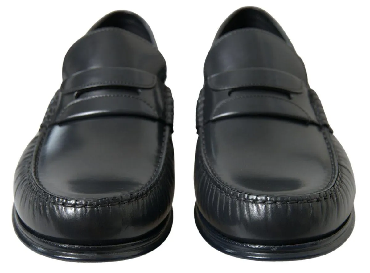Dolce & Gabbana Black Leather Loafers Formal Shoes