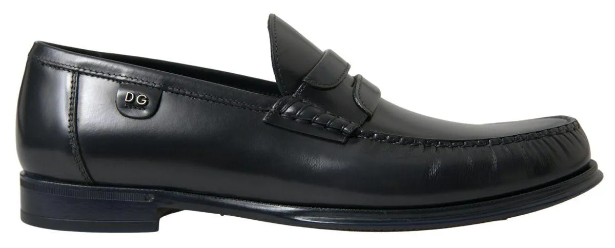 Dolce & Gabbana Black Leather Loafers Formal Shoes