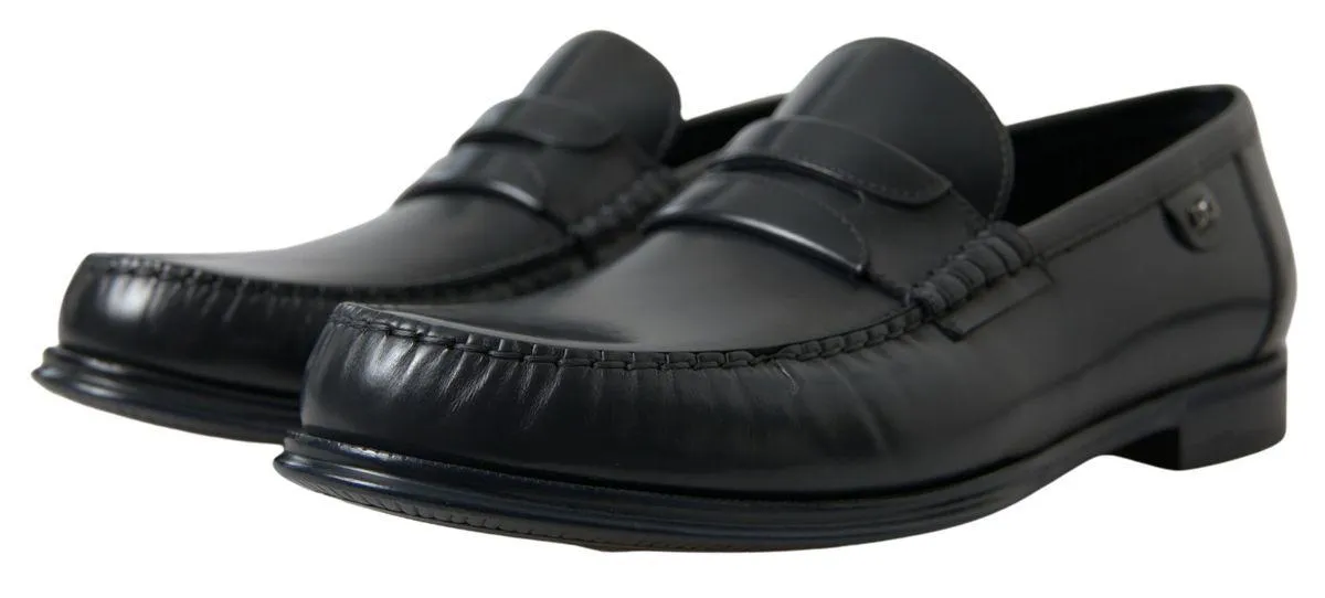 Dolce & Gabbana Black Leather Loafers Formal Shoes
