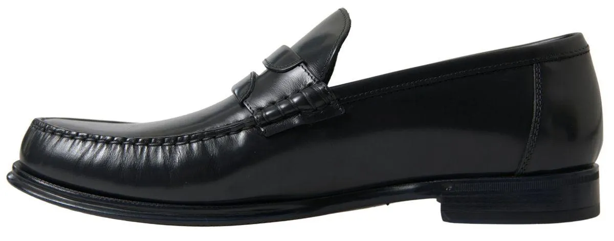 Dolce & Gabbana Black Leather Loafers Formal Shoes
