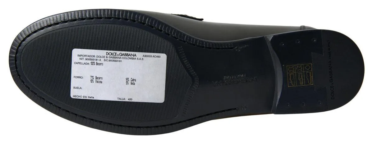 Dolce & Gabbana Black Leather Loafers Formal Shoes