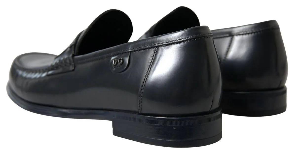 Dolce & Gabbana Black Leather Loafers Formal Shoes
