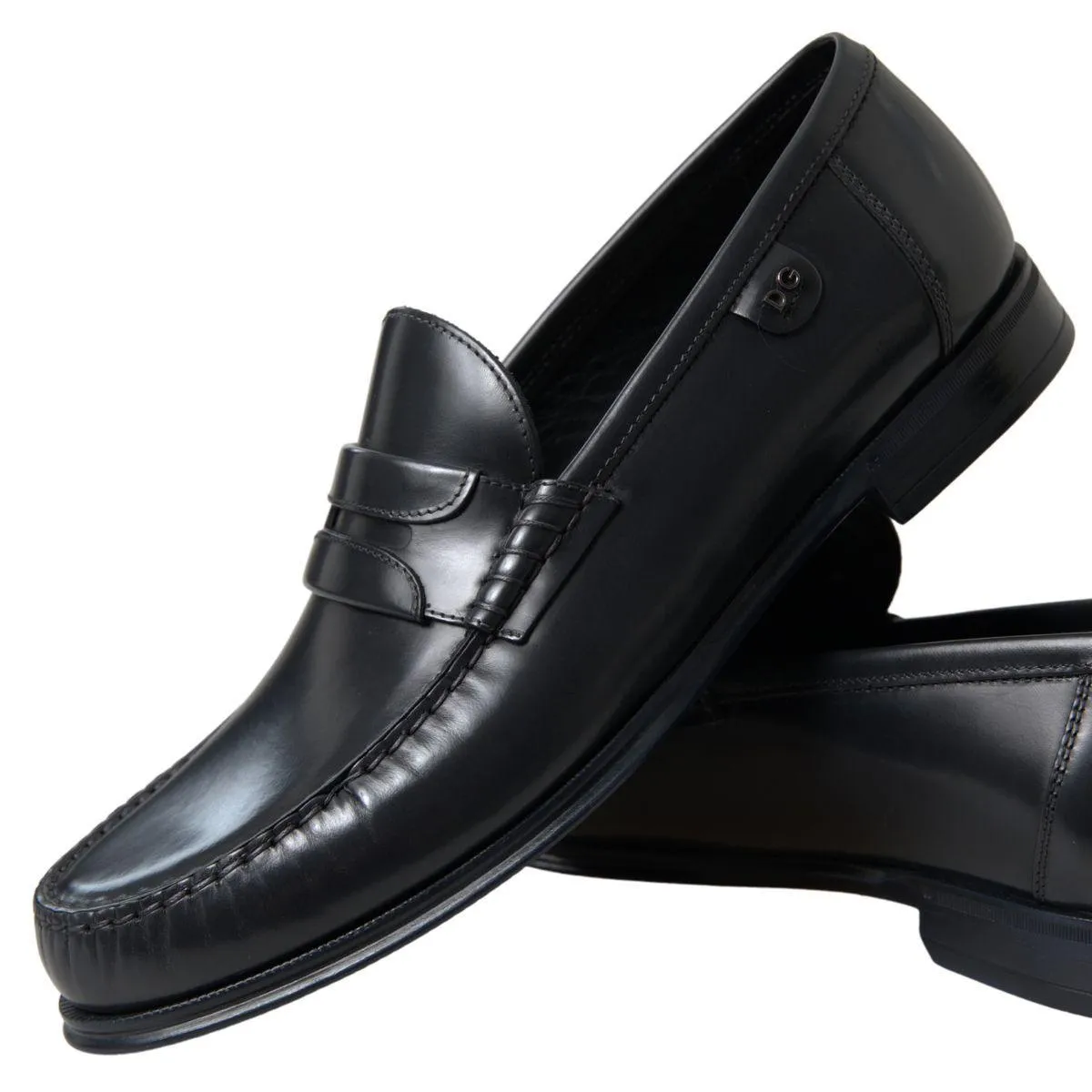 Dolce & Gabbana Black Leather Loafers Formal Shoes