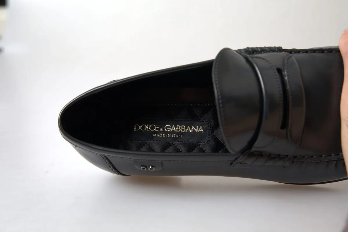 Dolce & Gabbana Black Leather Loafers Formal Shoes