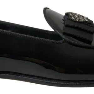 Dolce & Gabbana Black Patent Leather Loafers Crown