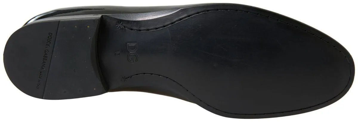 Dolce & Gabbana Black Patent Leather Loafers Crown