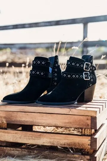 Elsa Genuine Suede Ankle Boot in Black