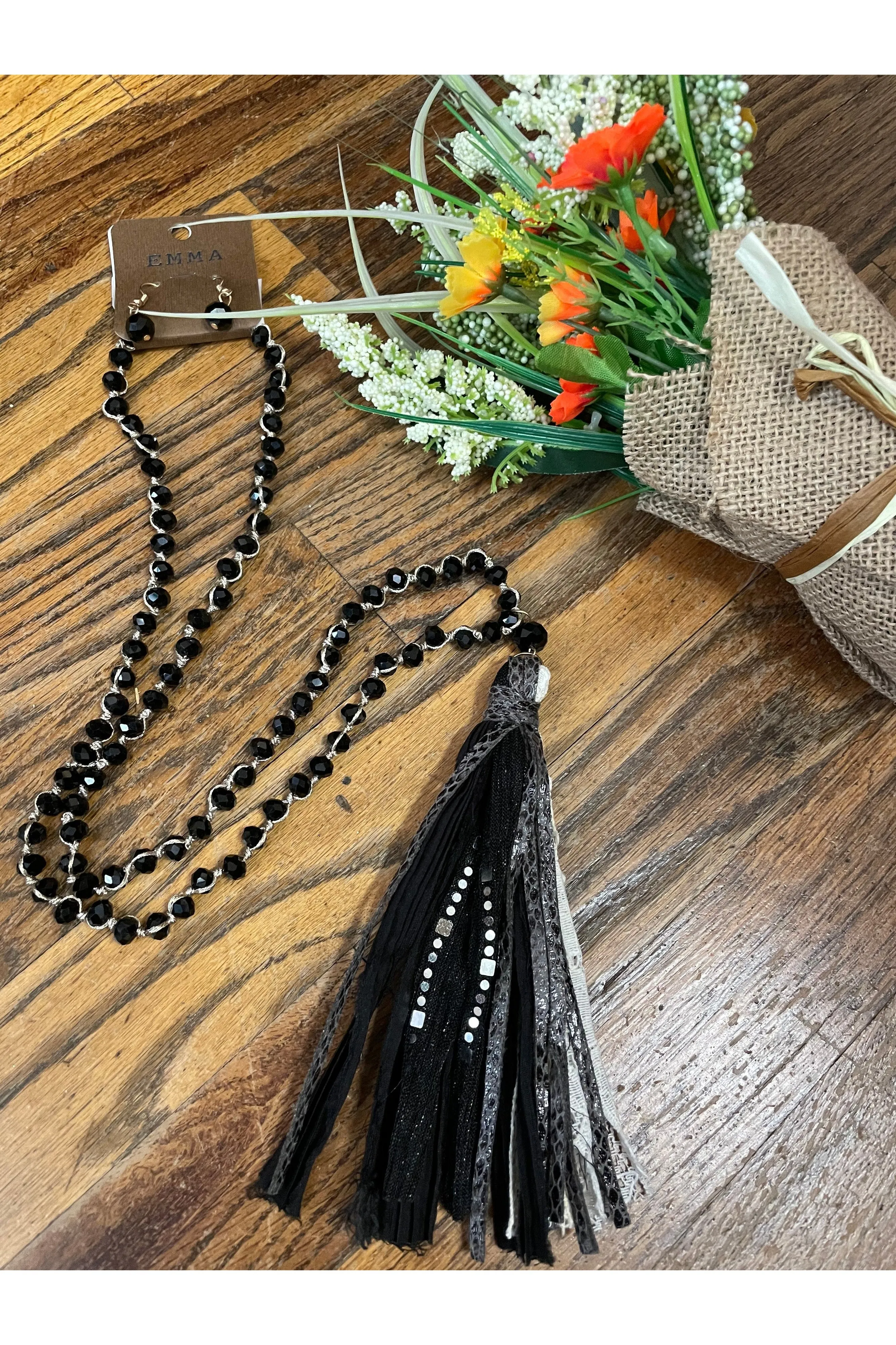 Emma Snakeskin Leather Fringe Earrings