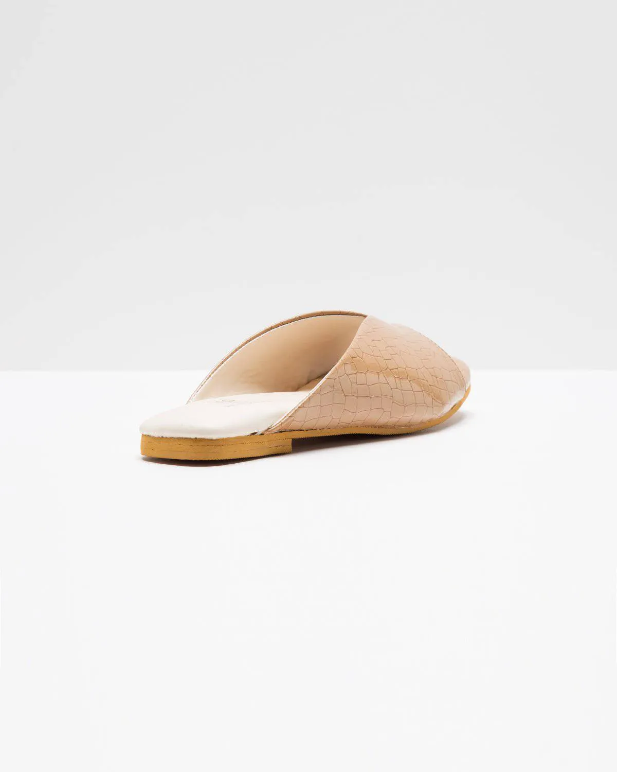 Ergo Croc Leather Pattern Beige Flats