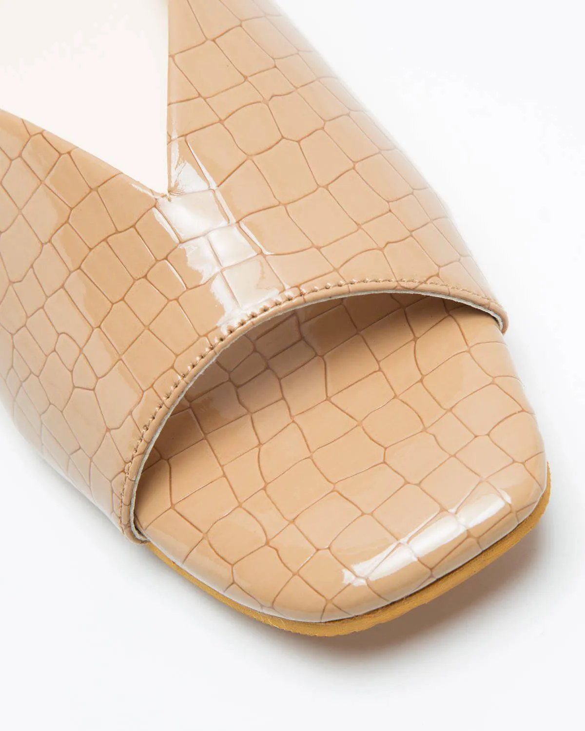 Ergo Croc Leather Pattern Beige Flats