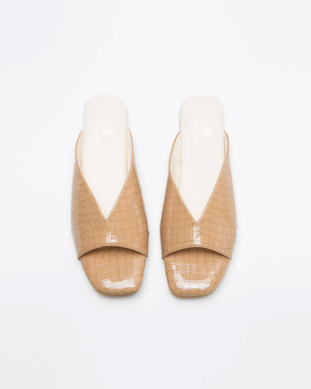 Ergo Croc Leather Pattern Beige Flats