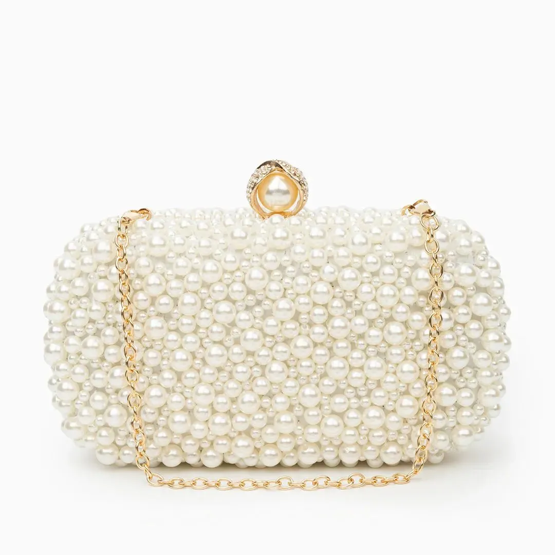 Gracy | Luxe Pearl Embellished Evening Clutch