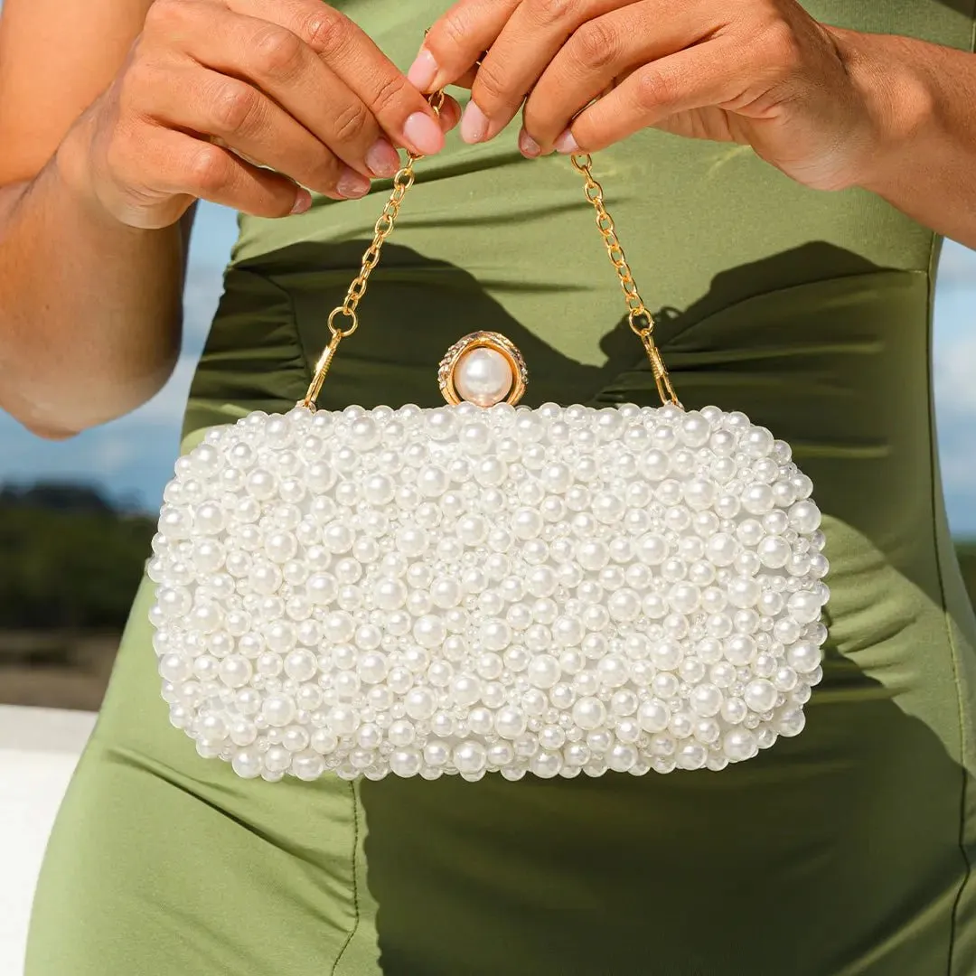 Gracy | Luxe Pearl Embellished Evening Clutch