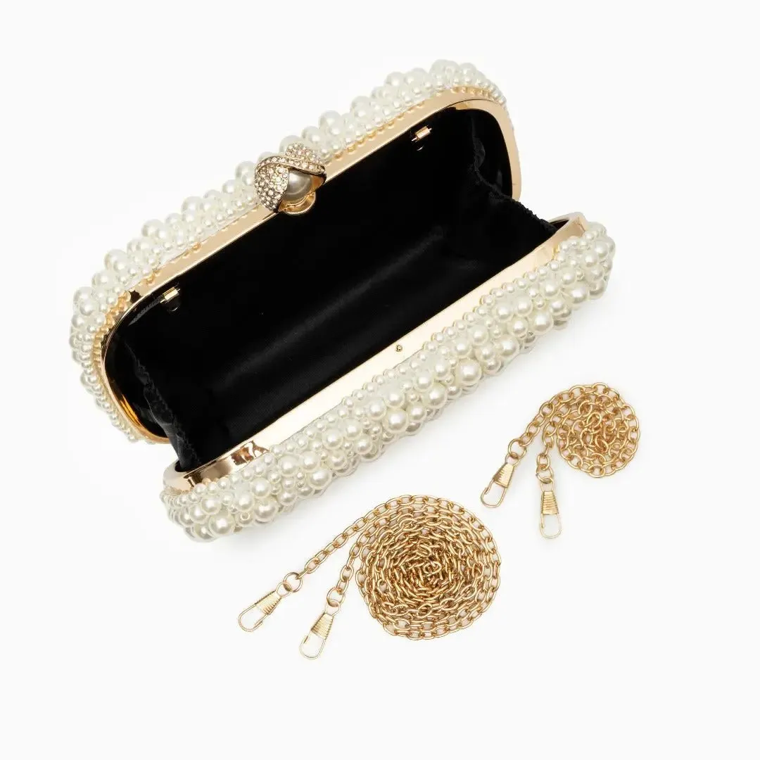 Gracy | Luxe Pearl Embellished Evening Clutch