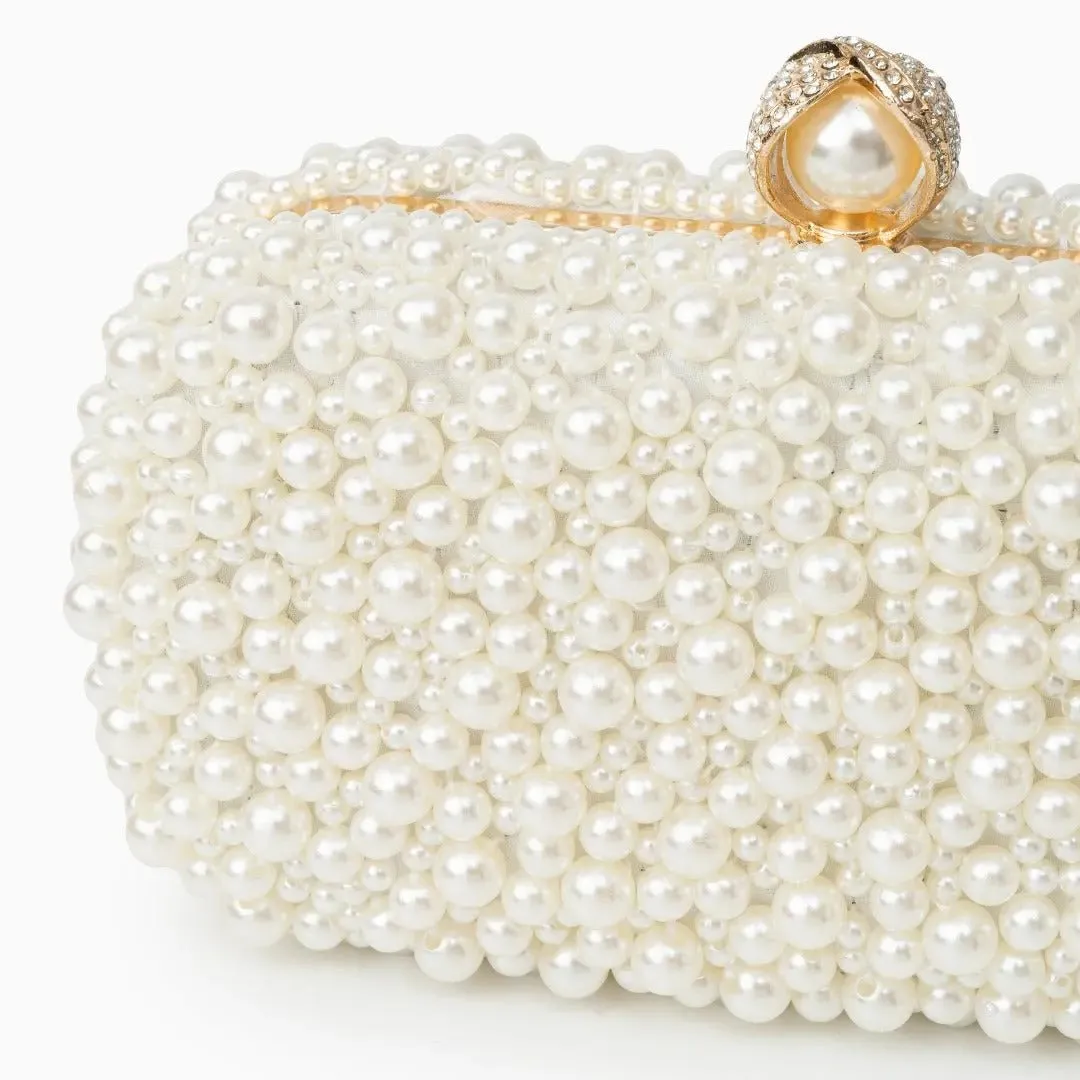 Gracy | Luxe Pearl Embellished Evening Clutch