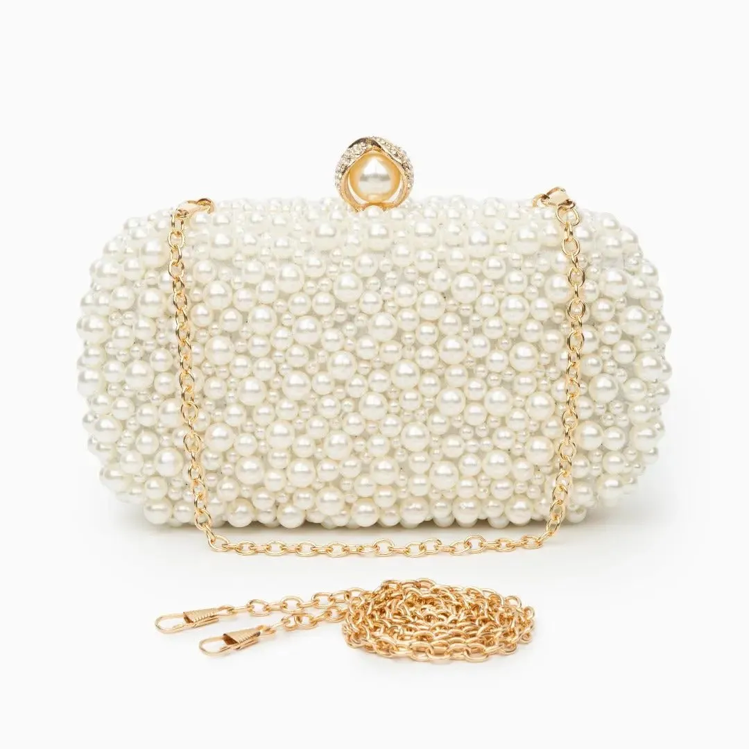 Gracy | Luxe Pearl Embellished Evening Clutch