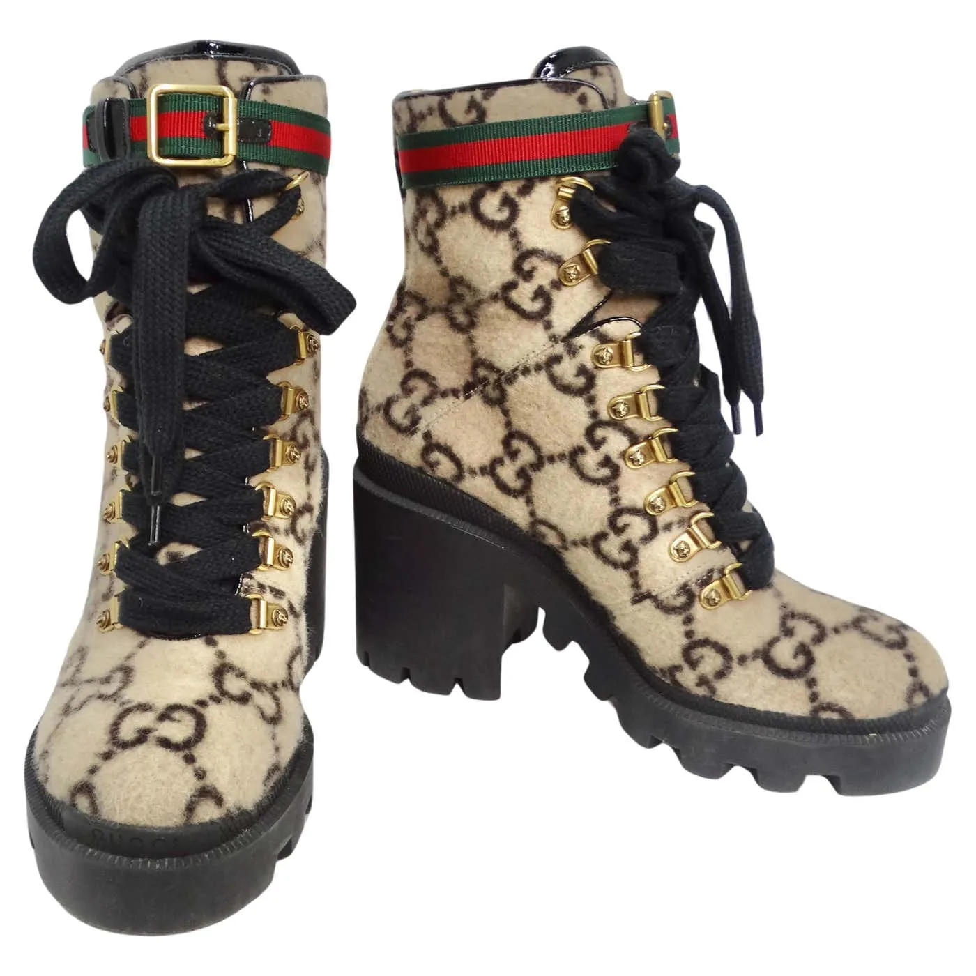 Gucci GG Monogram Wool Ankle Boots