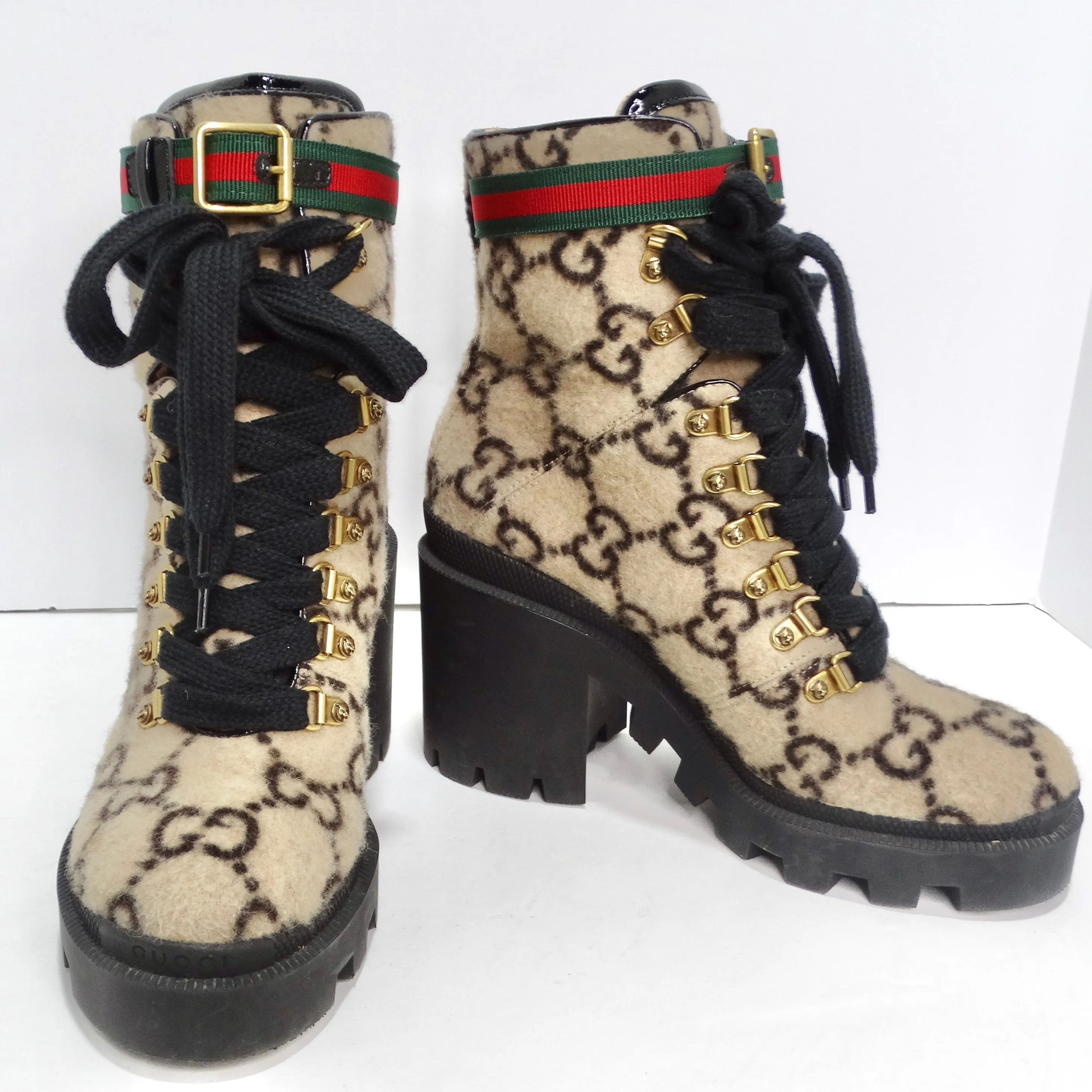 Gucci GG Monogram Wool Ankle Boots