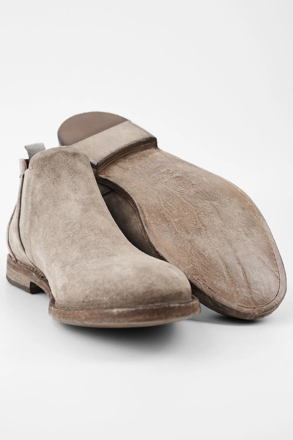HAVEN linen-grey suede low chelsea boots.