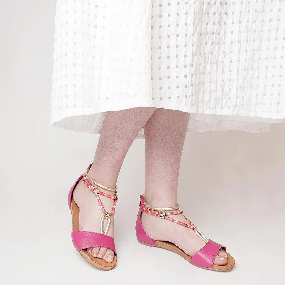Jazmin Fuchsia Multi Leather Sandals
