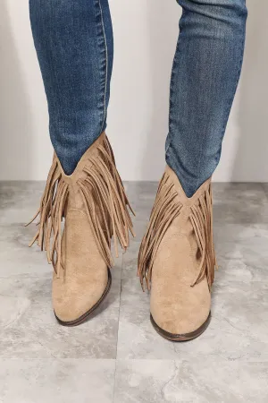 Legend Fringe Cowboy Western Pointy Toe Country Cowgirl Tan Ankle Bootie Boots