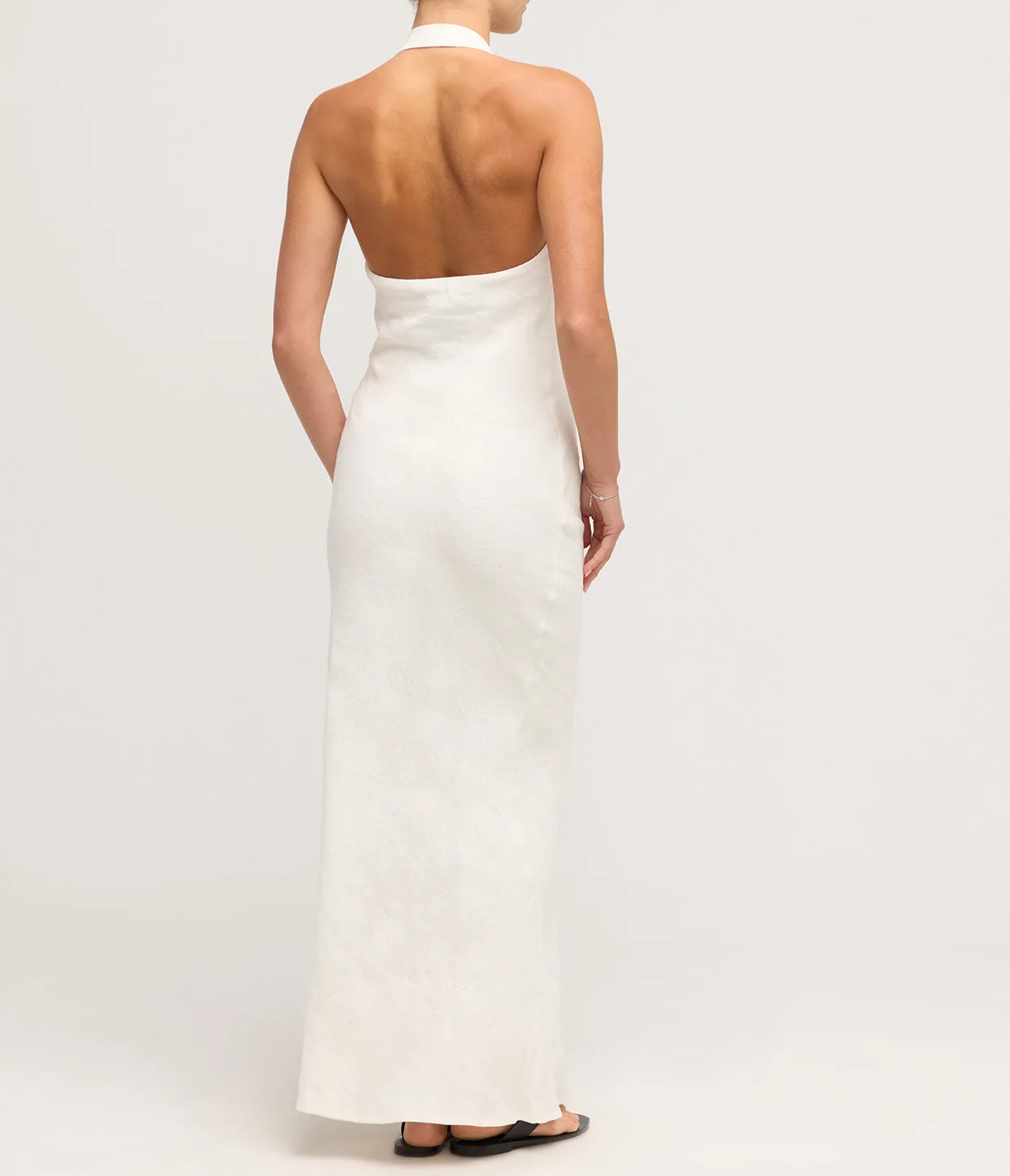 Linen Bias Maxi Dress in Ivory