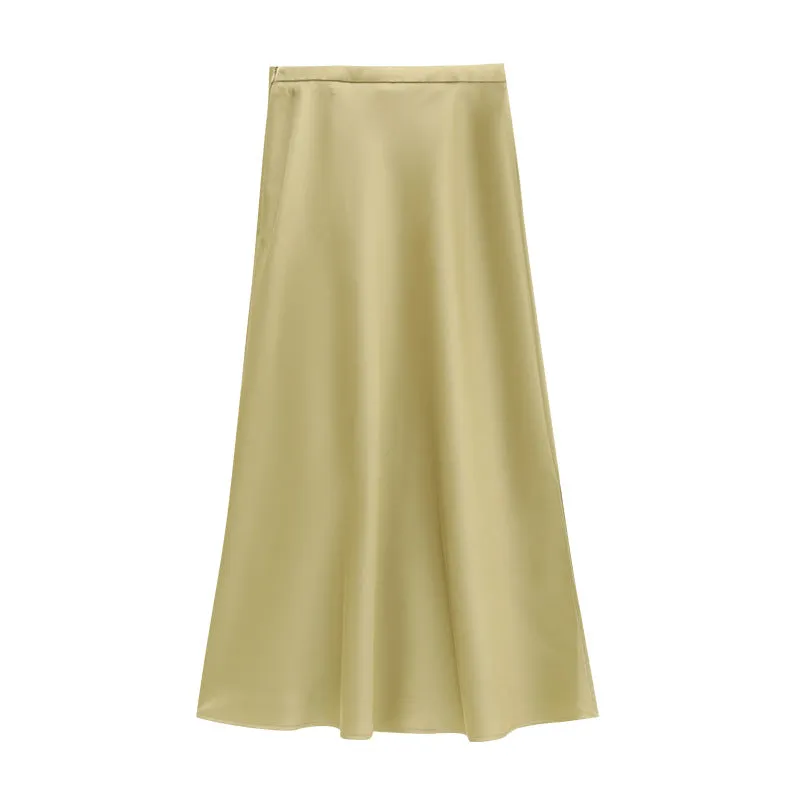 Luna Satin Bias Cut Midaxi Skirt