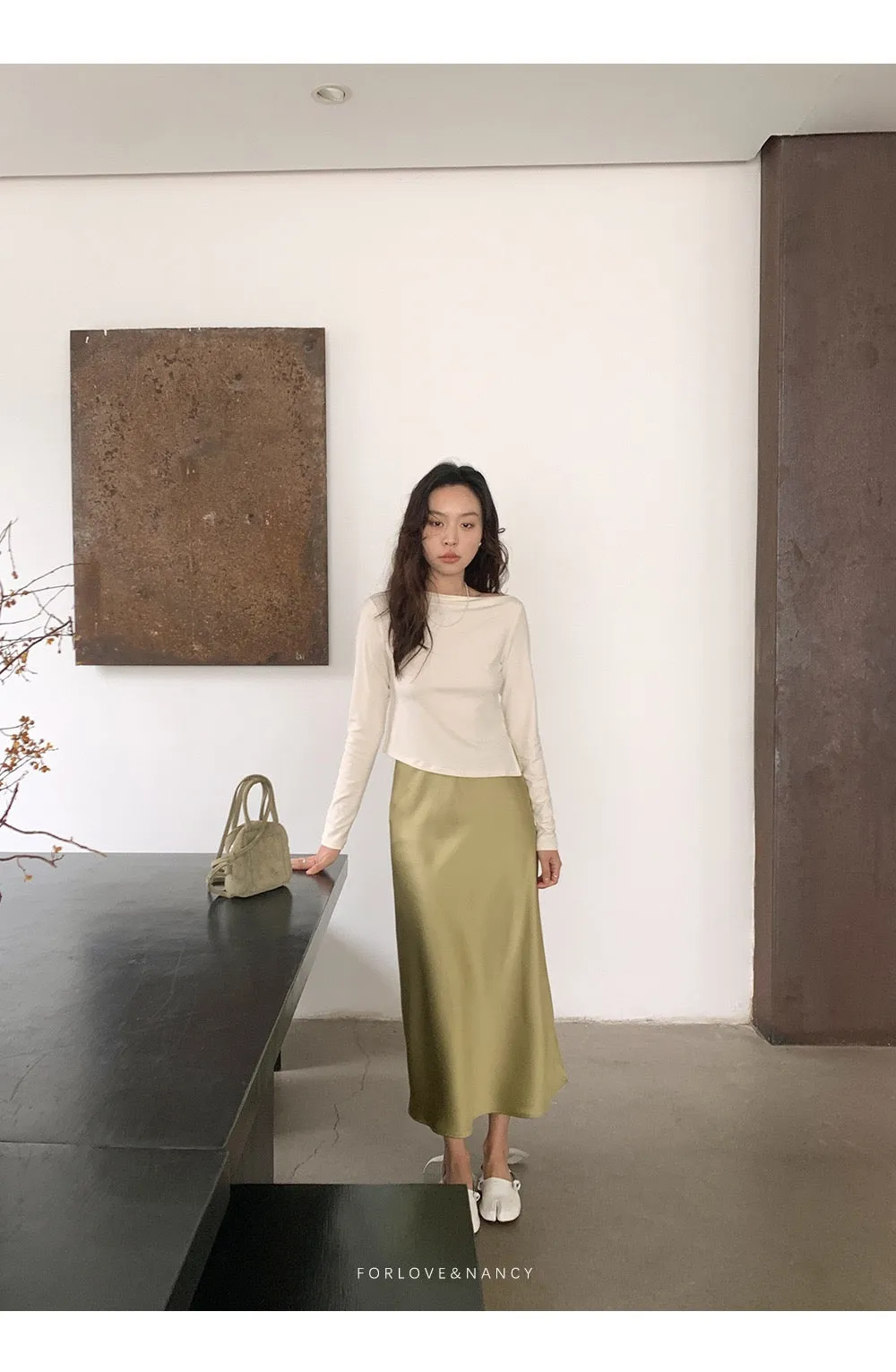 Luna Satin Bias Cut Midaxi Skirt