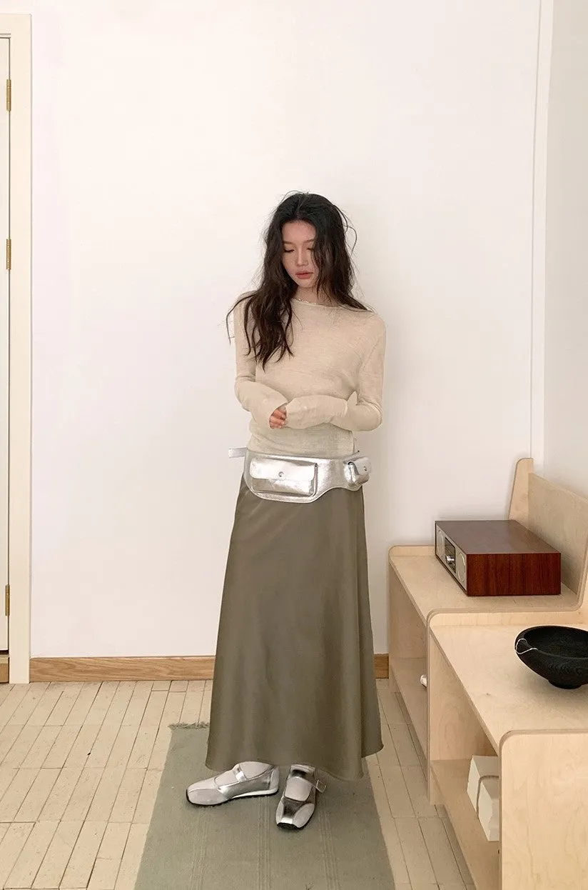 Luna Satin Bias Cut Midaxi Skirt