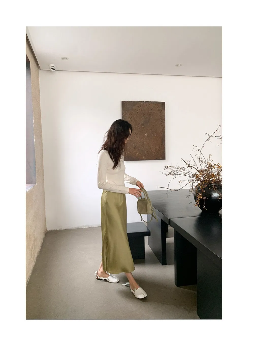 Luna Satin Bias Cut Midaxi Skirt